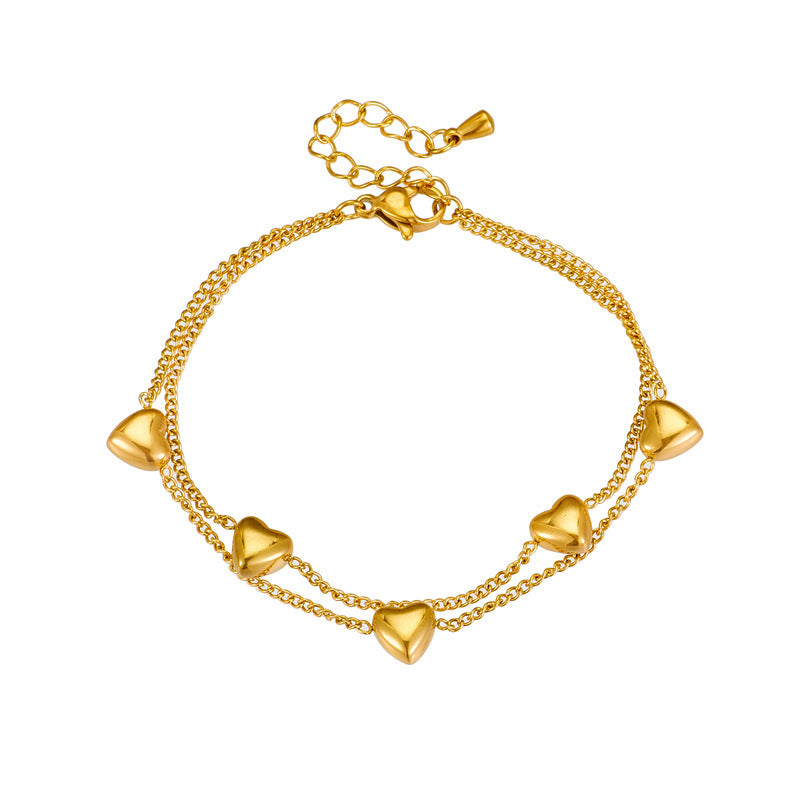 Design A Double Layer Chain Love Minimalist Titanium Steel Bracelet