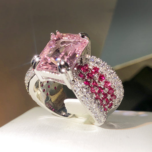 Women's Pink Diamond Ring With Personalized Opening