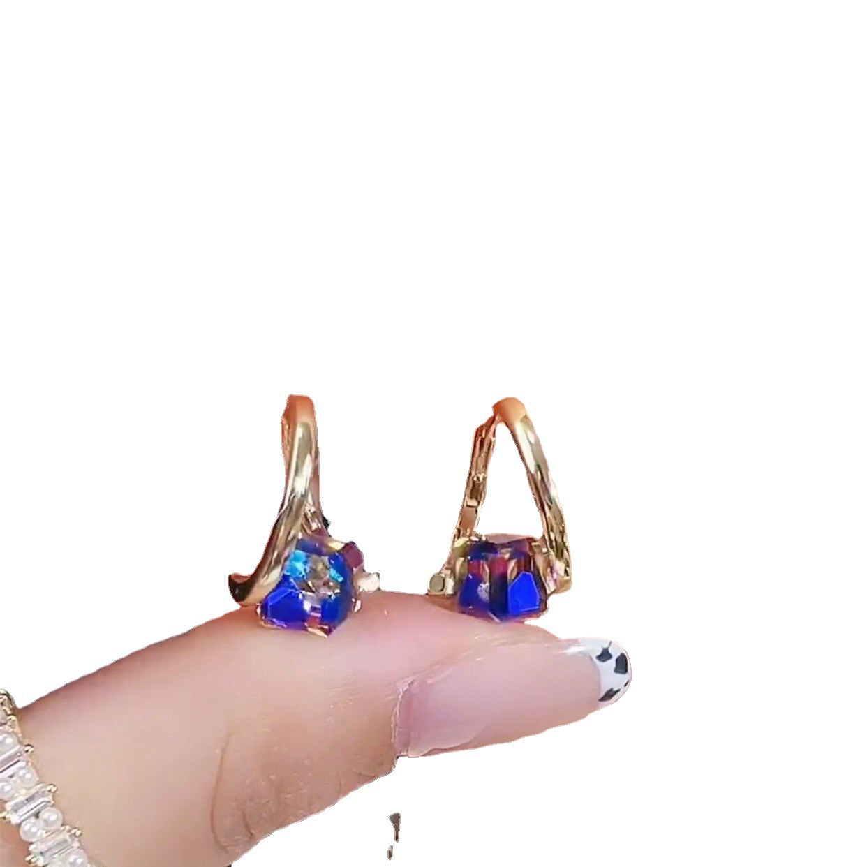 Colorful Crystal Blue Carat Ear Clip Women