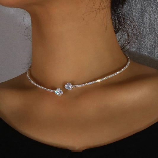 Heart-shaped Zircon Collar Light Luxury Rhinestone Necklace Women's Jewelry